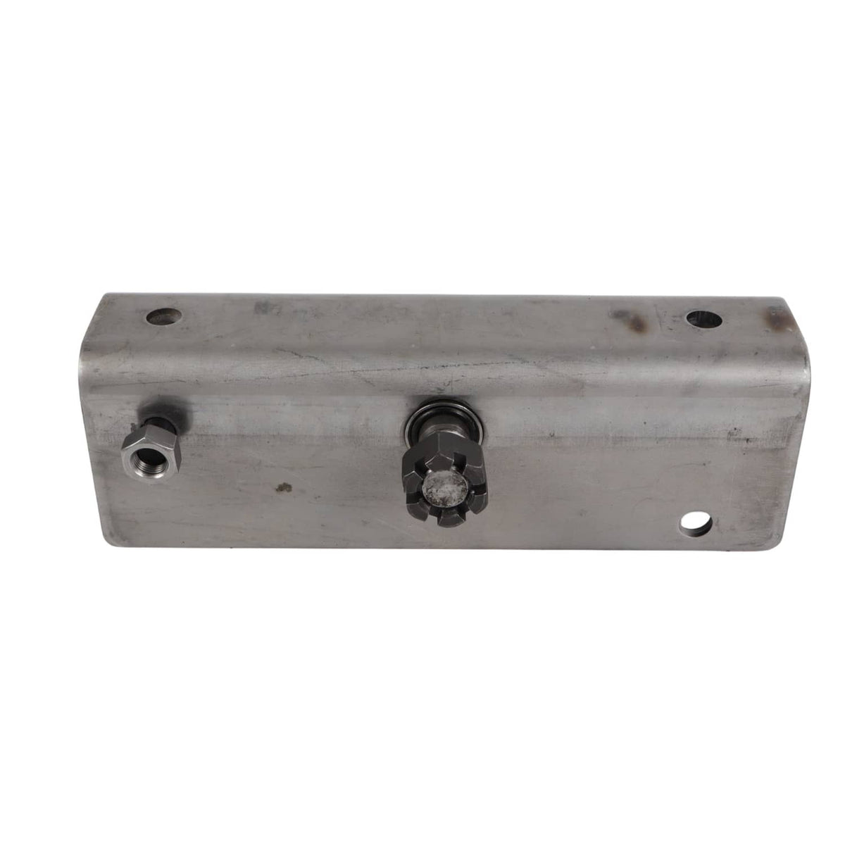Trailer equalizer bushing bracket with two bolt heads and threaded mounting points