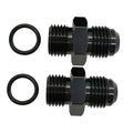 10AN ORB fuel pump rail fitting adapter with two black O-rings, two-piece set