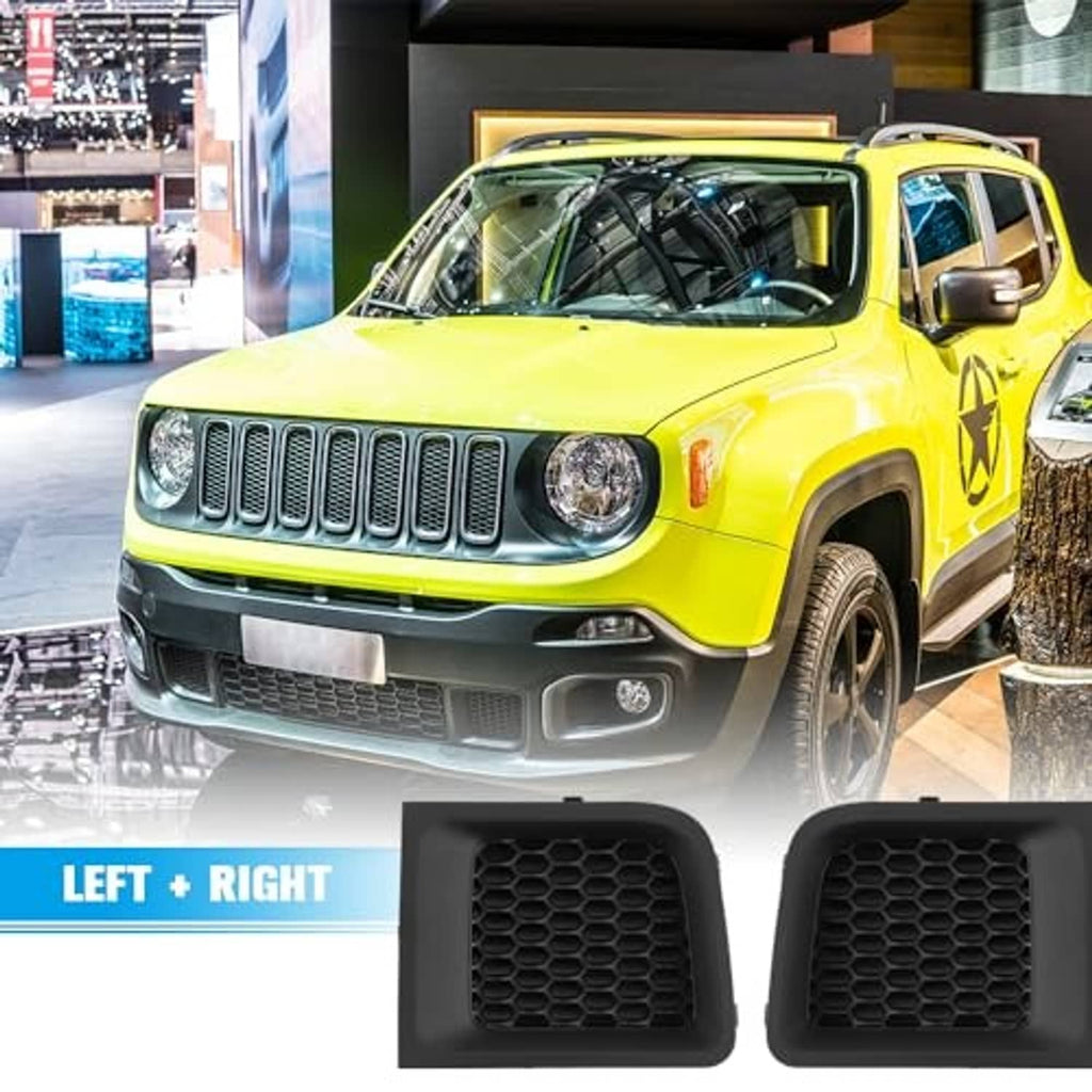 Front bumper lower grille bezel pair, black honeycomb mesh insert panels