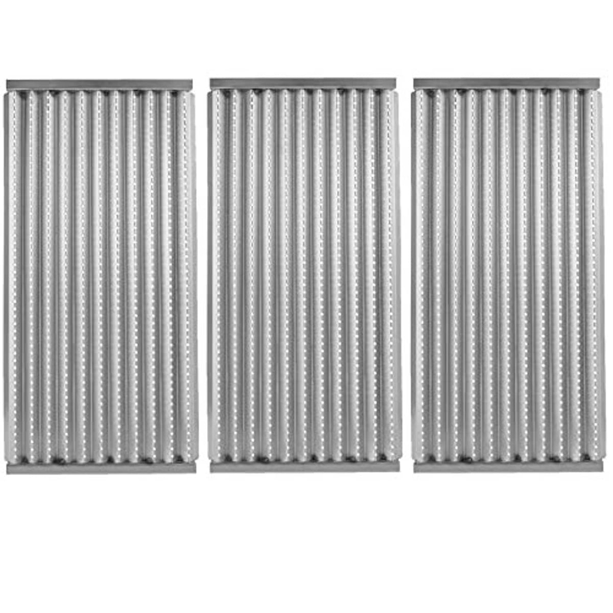Three stainless steel grill grate replacement panels with vertical bar pattern