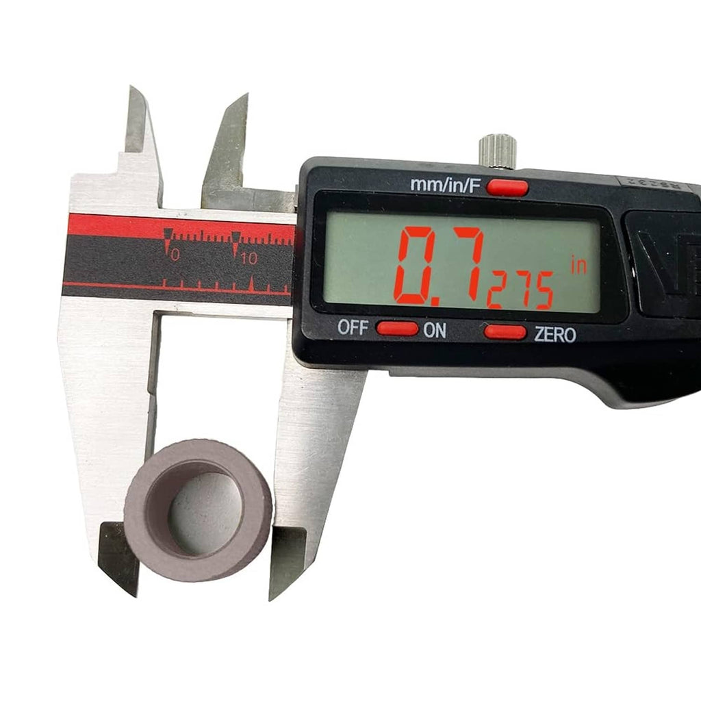 Tan crush washer ring with digital caliper measurement
