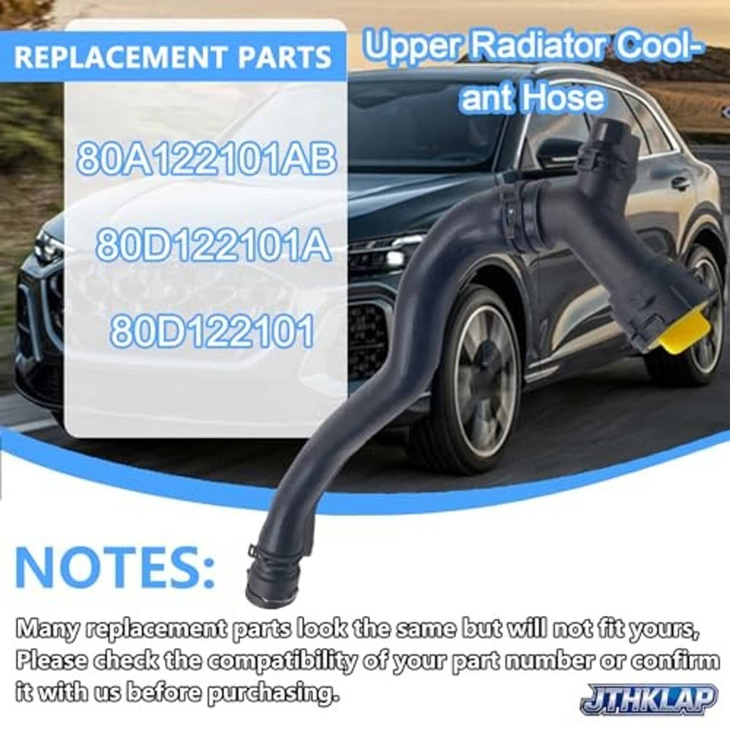Black coolant hose with yellow end connector and molded curved sections