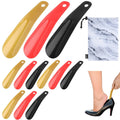 Colored plastic shoe horns set with marble pattern storage bag