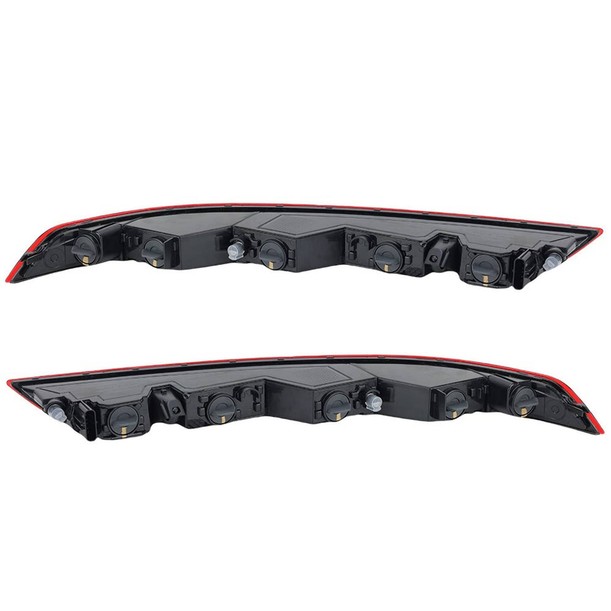 Rear tail light assembly housing, black backplate with mounting points and sockets
