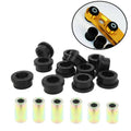Lower control arm bushing kit with black rubber bushings and yellow-metal detail