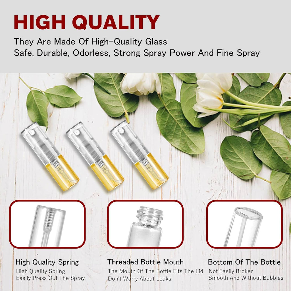 Csdtylh mini glass spray bottles with metal nozzle and clear threaded caps