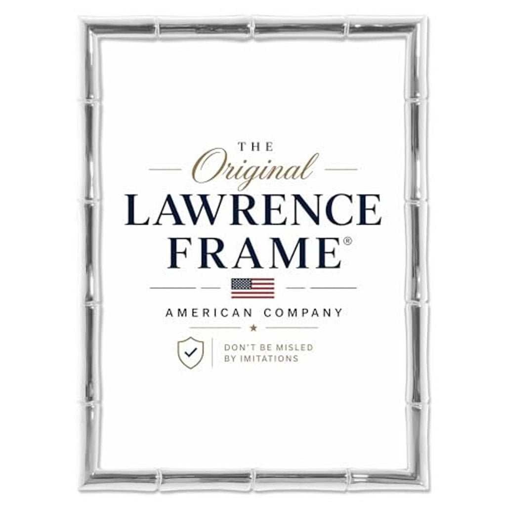 Silver bamboo-style metal 5x7 picture frame with The Original LAWRENCE FRAME logo