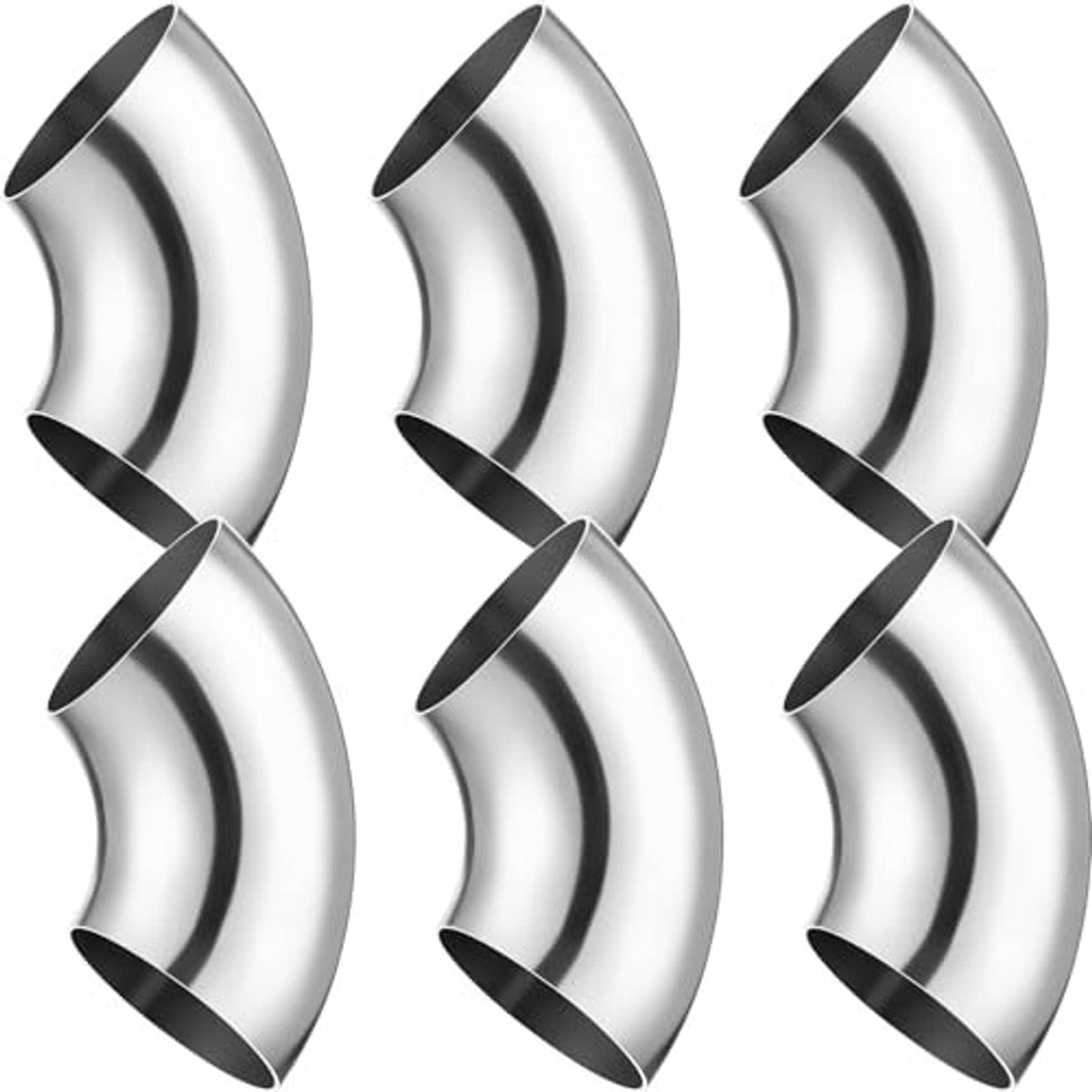 Polished stainless steel 90° mandrel bend elbows, 4 in, multi-pack style