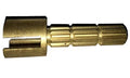 Brass plumbing valve cartridge with ribbed sleeve and threaded end