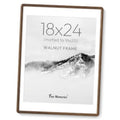 Large walnut wood picture frame with clear front and 18x24 photo mat window