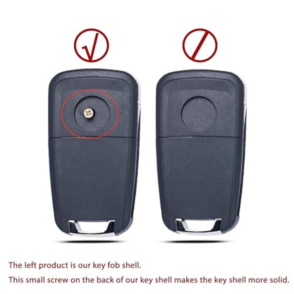 Key fob shell case back panel view with small screw detail, two-piece comparison