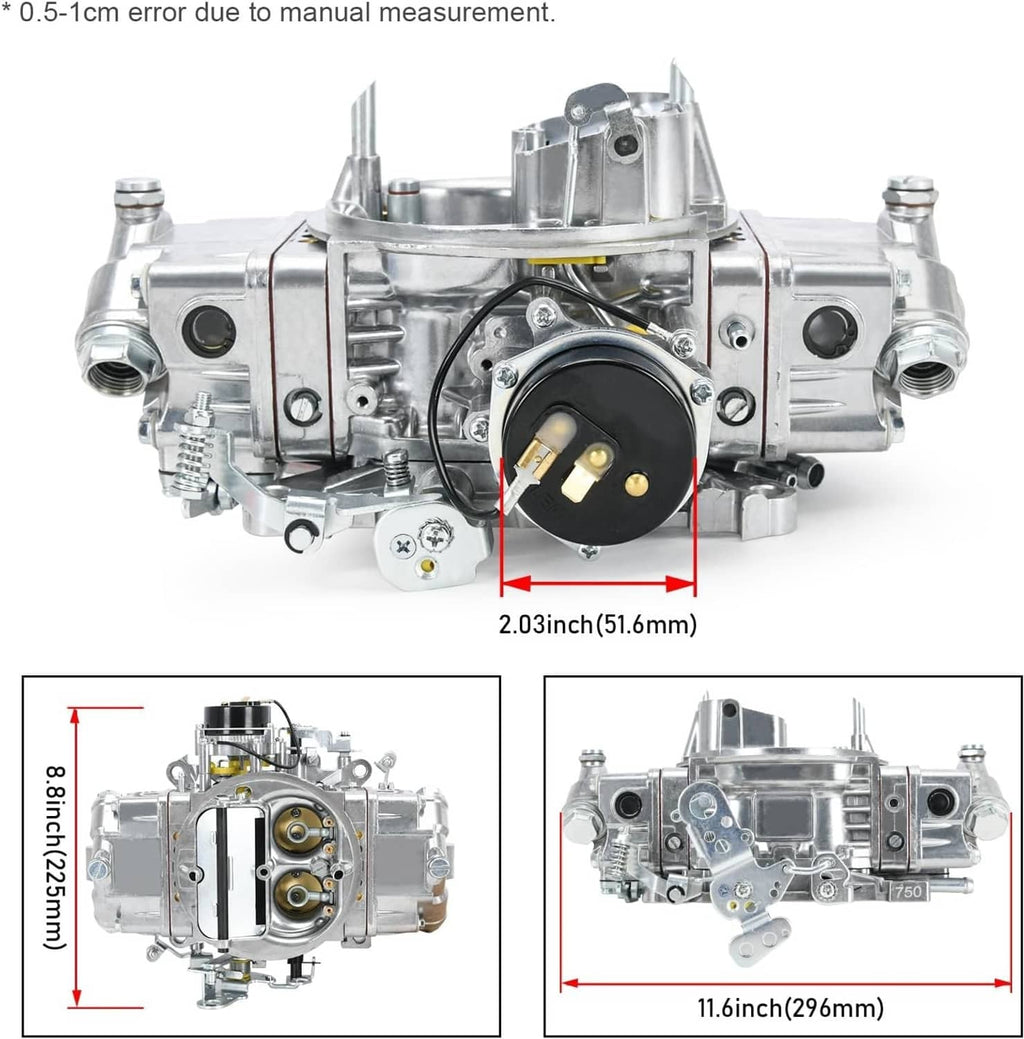 4-barrel double pumper carburetor with black e-choke connector and side ports