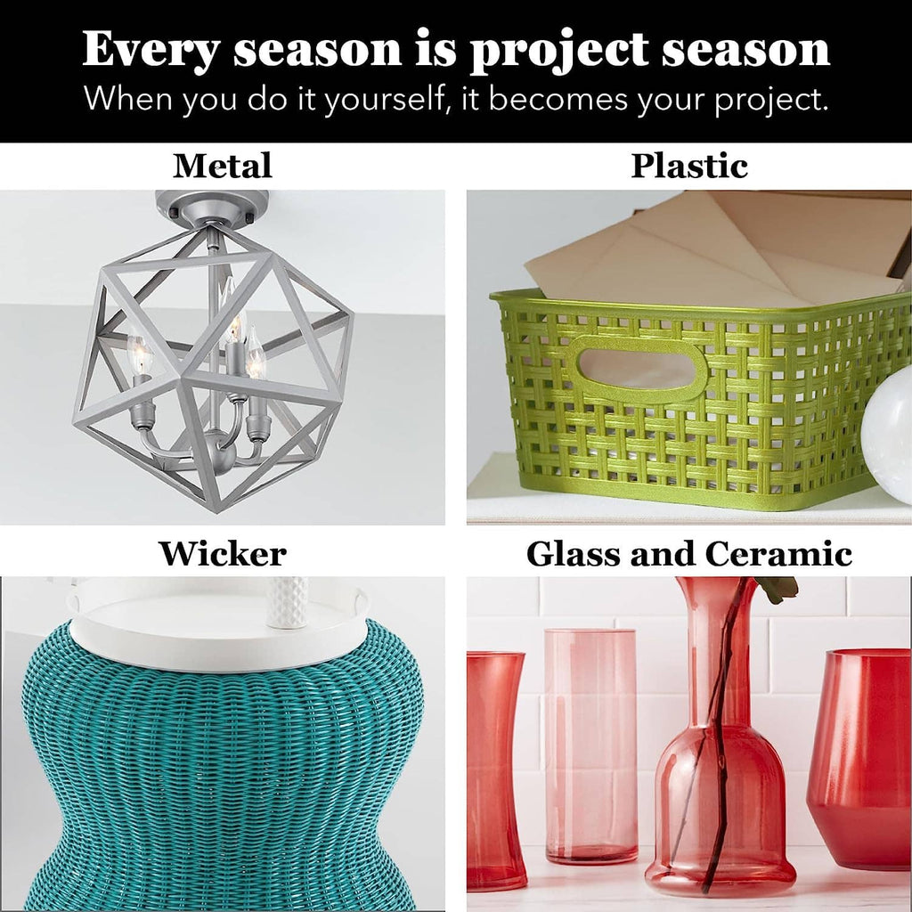 Ultra-flat spray paint use on metal and plastic, shown by labeled examples