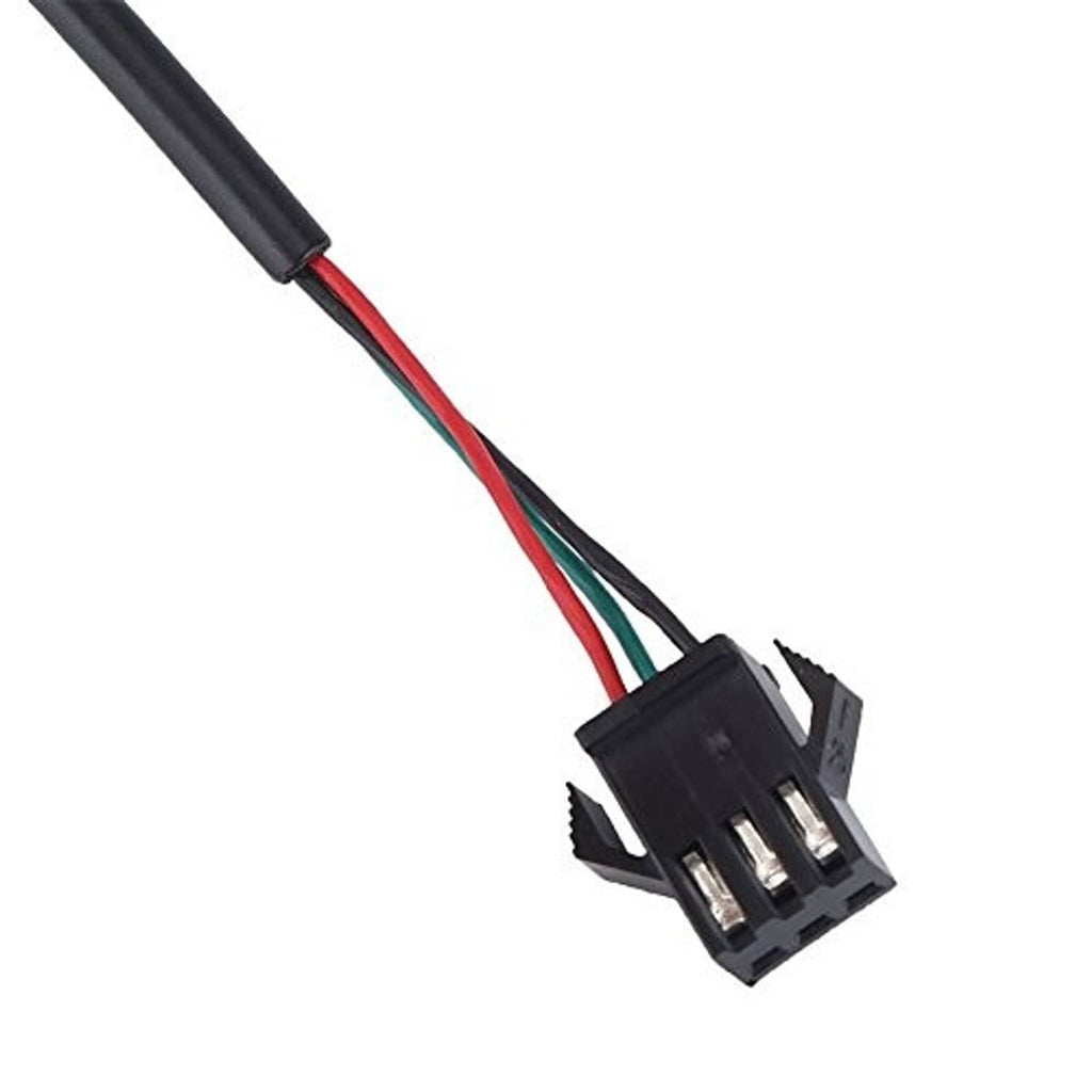 Wiring harness with red and green leads leading into a multi-pin connector plug