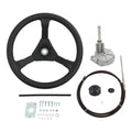 Boat rotary steering wheel kit with helm, steering cable, and mounting hardware set