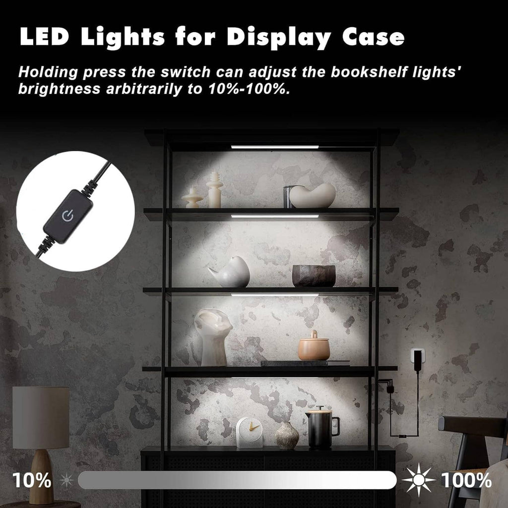 LED display case light kit with inline switch and dimmable brightness control