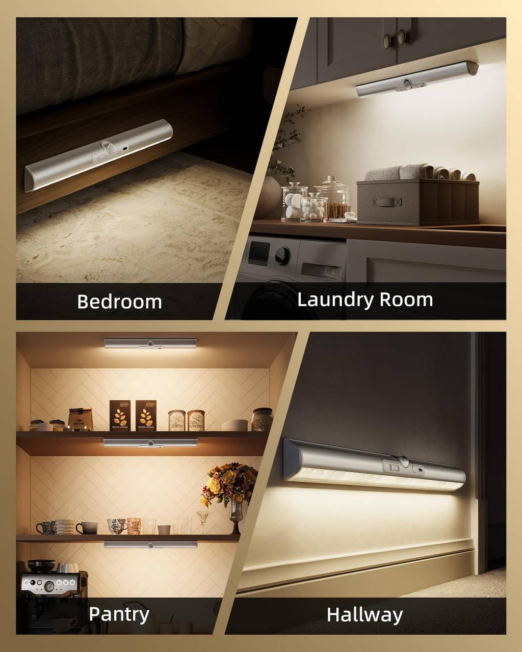 Slim LED closet light bar mounted for use in bedroom, laundry, pantry, and hallway