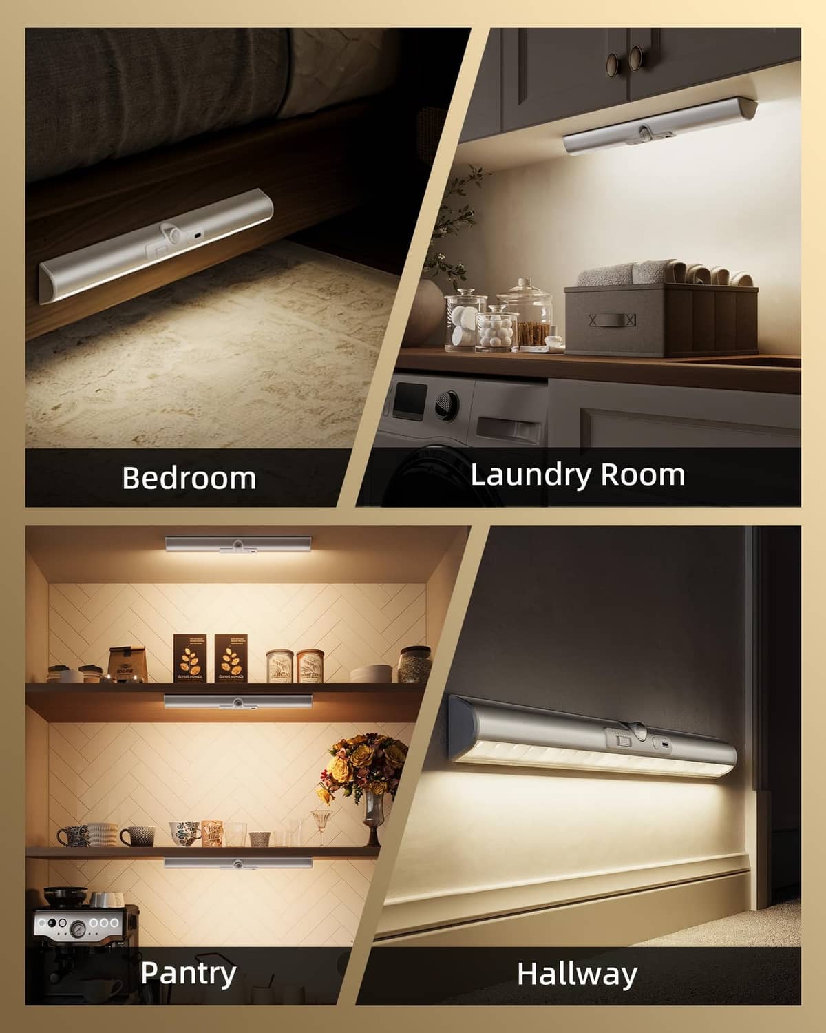 Slim LED closet light bar mounted for use in bedroom, laundry, pantry, and hallway