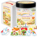 Emotional Support Faith Jar with black lid, shown with faith-themed die-cut cards and gift box