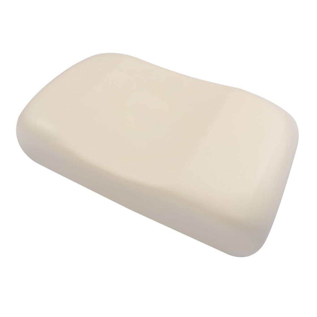 Light beige golf cart seat back cushion with rounded, streamlined shape