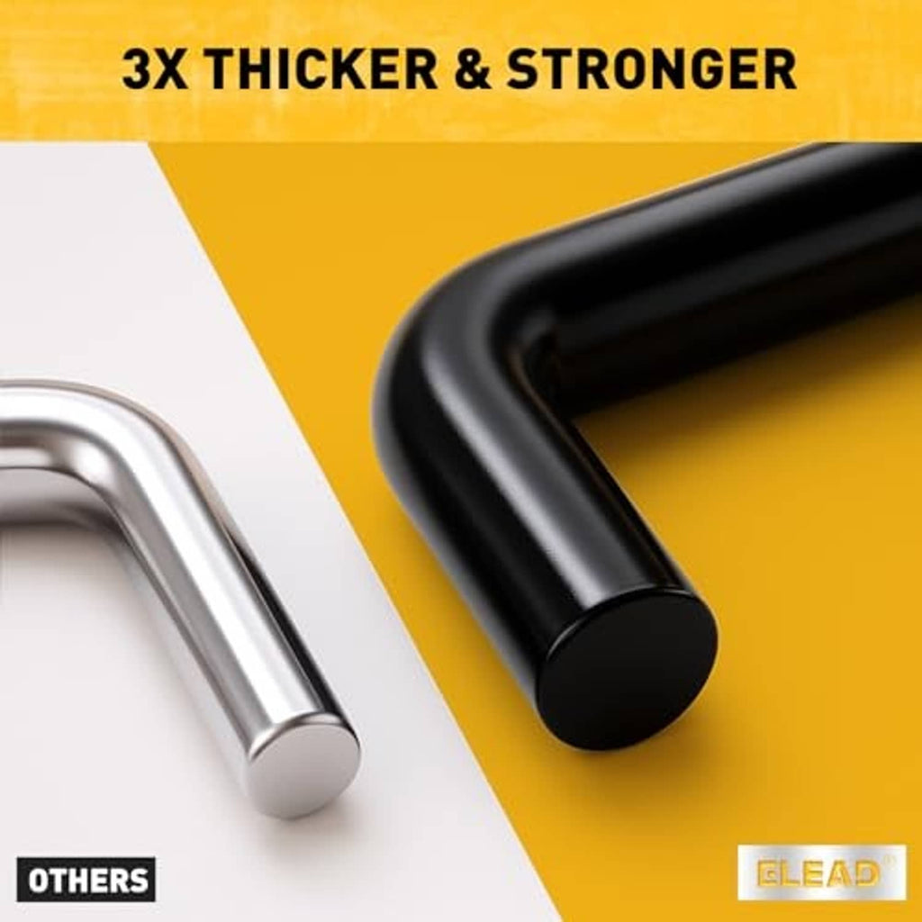 Close-up of matte black pegboard hook end cap with rounded metal mounting tip
