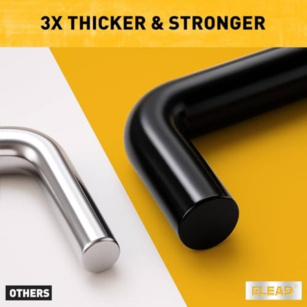 Close-up of matte black pegboard hook end cap with rounded metal mounting tip