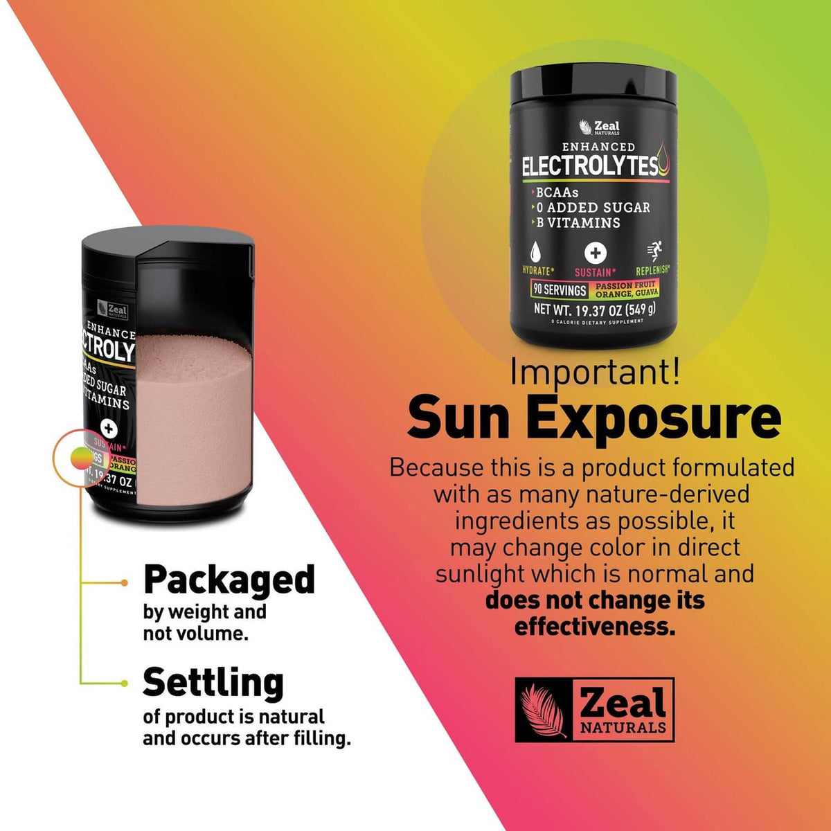 Black electrolytes powder tub shown with near-close view of label and lid