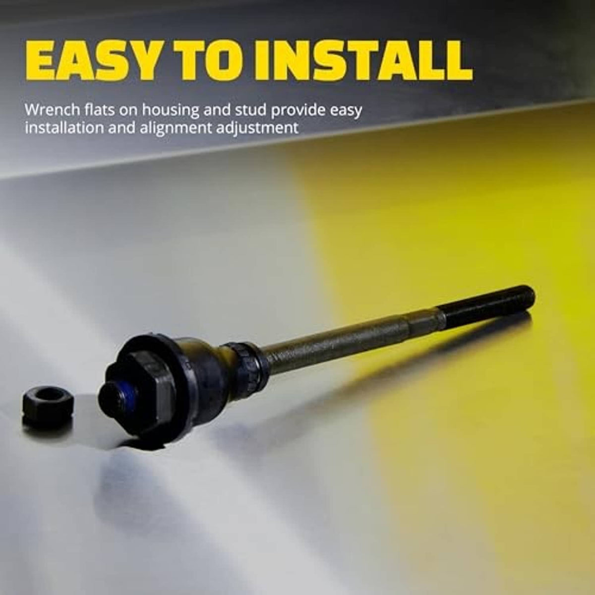 Front upper suspension ball joint with attached stud and mounting bushing