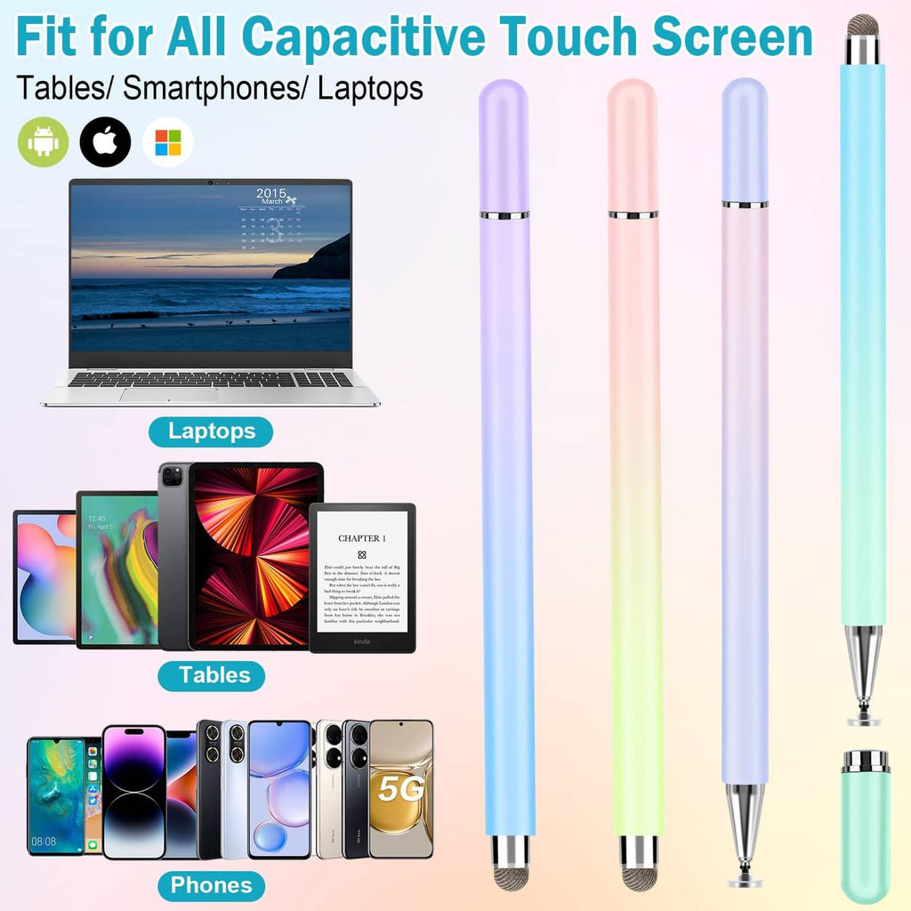 Four-color set of touch screen stylus pens with metal disc tips