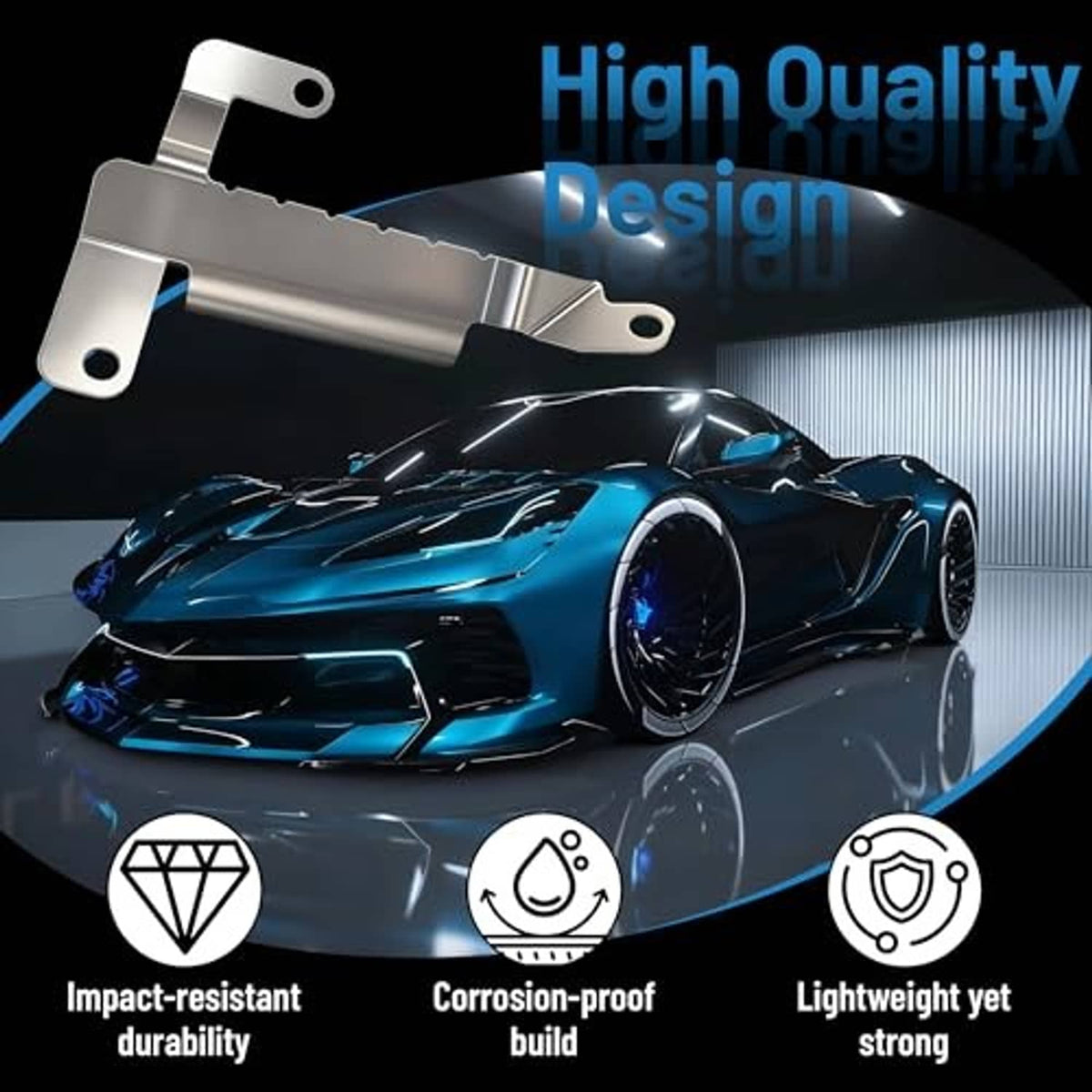 Silver metal front deflector shield with side brackets and central channel