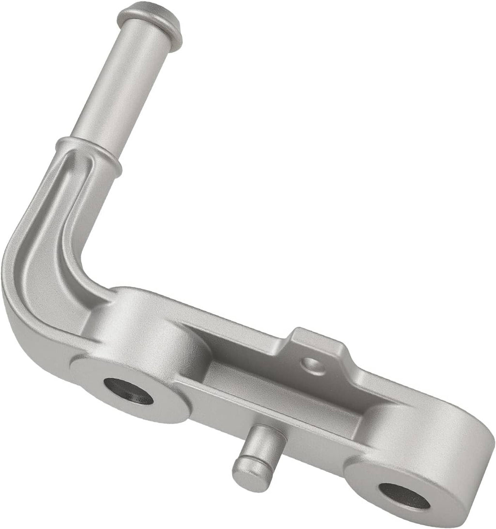 Metal tailpipe exhaust bracket with curved support and mounting bolt holes