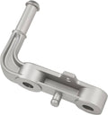 Metal tailpipe exhaust bracket with curved support and mounting bolt holes