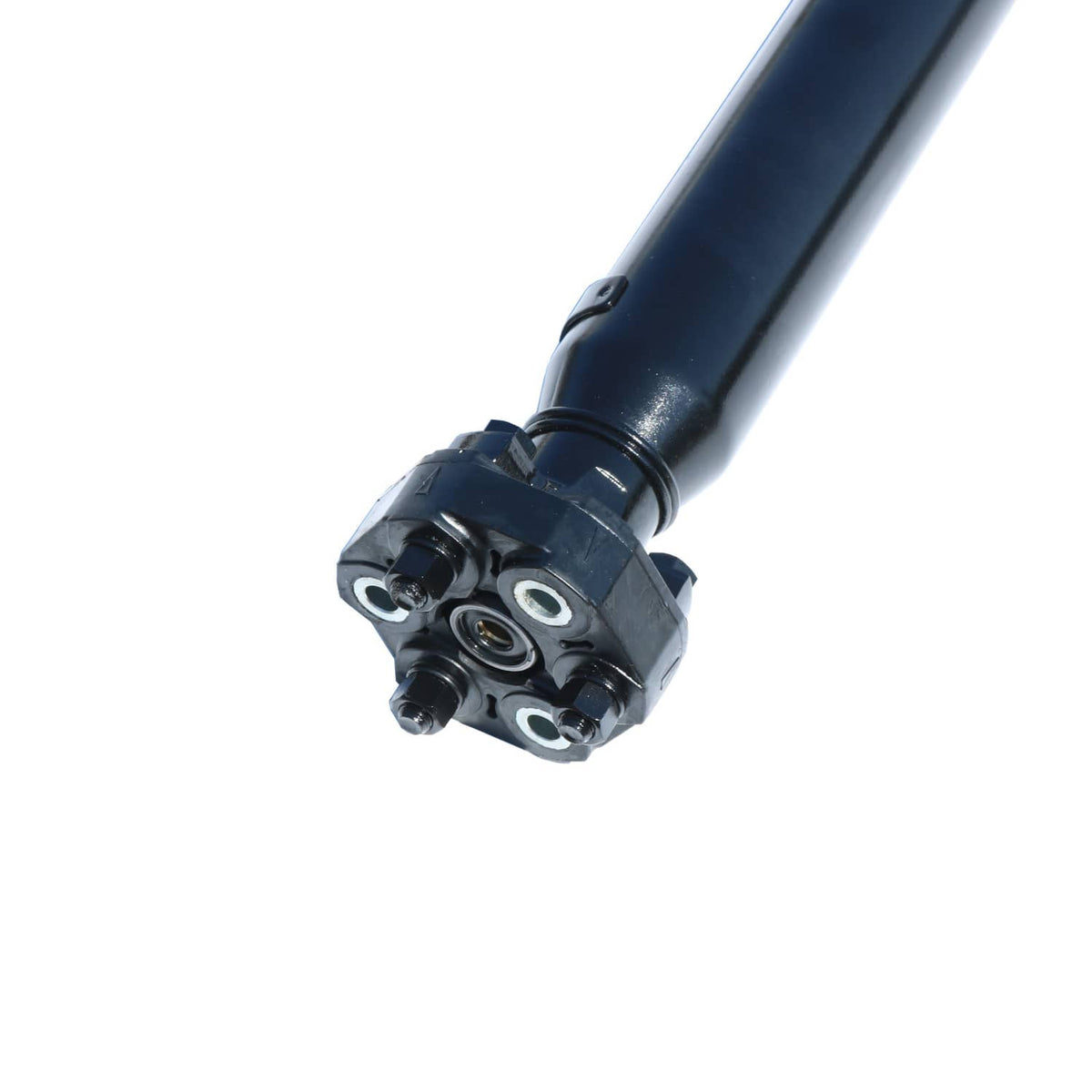 U-joint and housing end of rear prop shaft, dark blue metal with mounting bolts