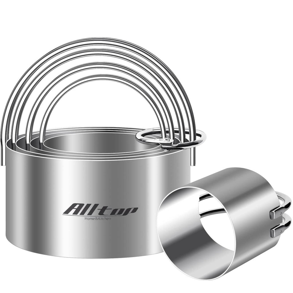 Stainless steel round biscuit cutter set with handles, silver
