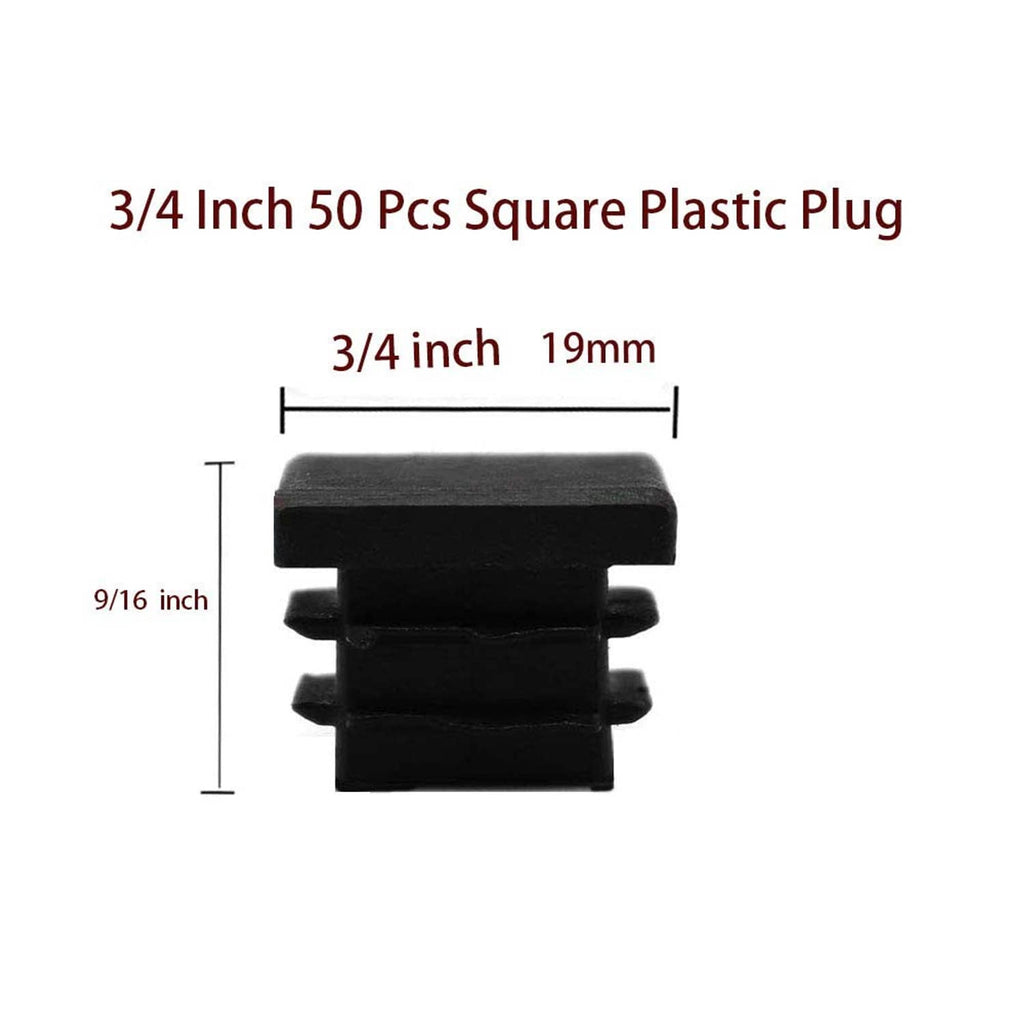 Black 3/4 in square plastic tubing plug cap for tube end fitting