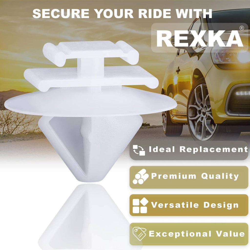 White plastic rear door body side molding clip, one piece shown