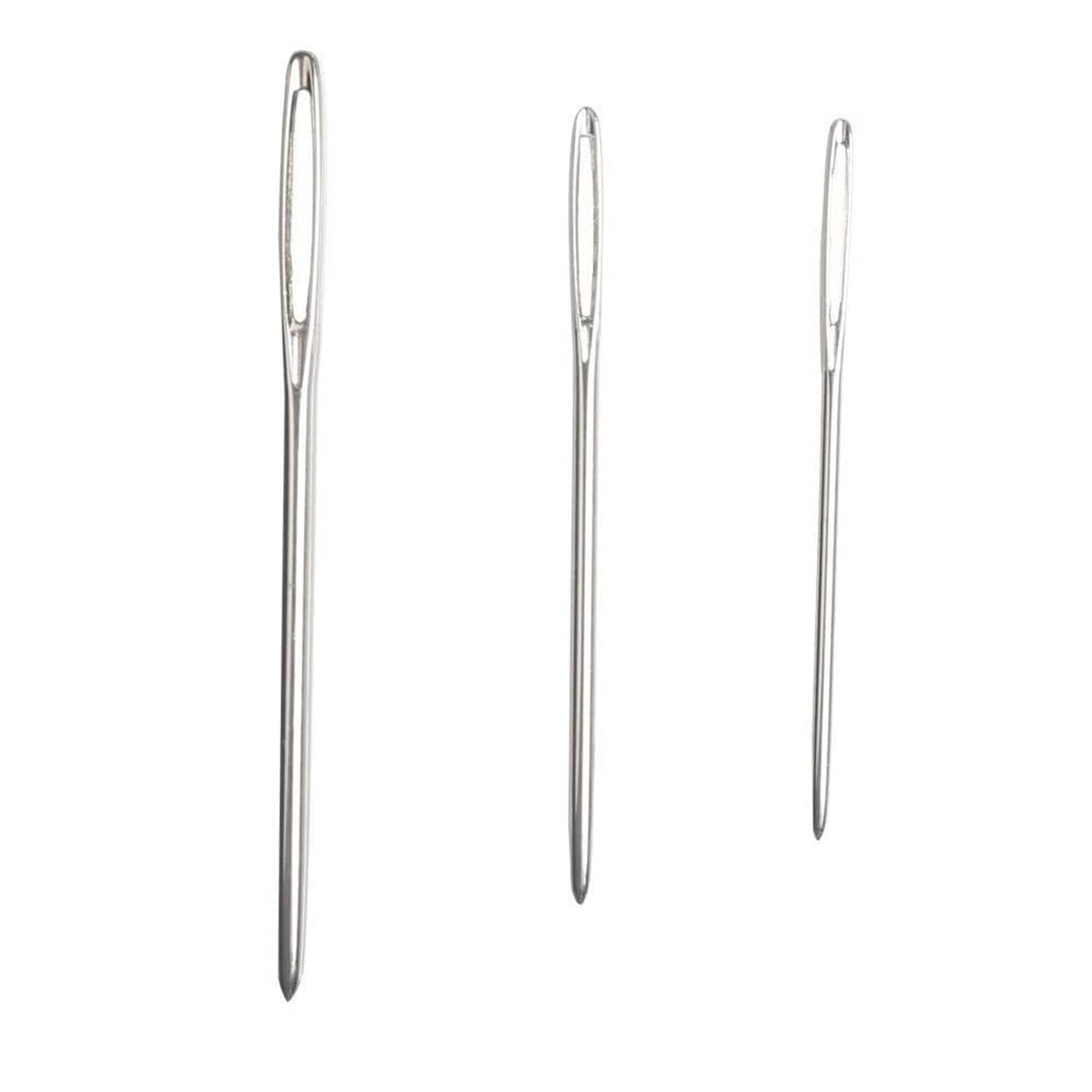 Hekisn stainless steel blunt yarn needles with large eye, three individual needles