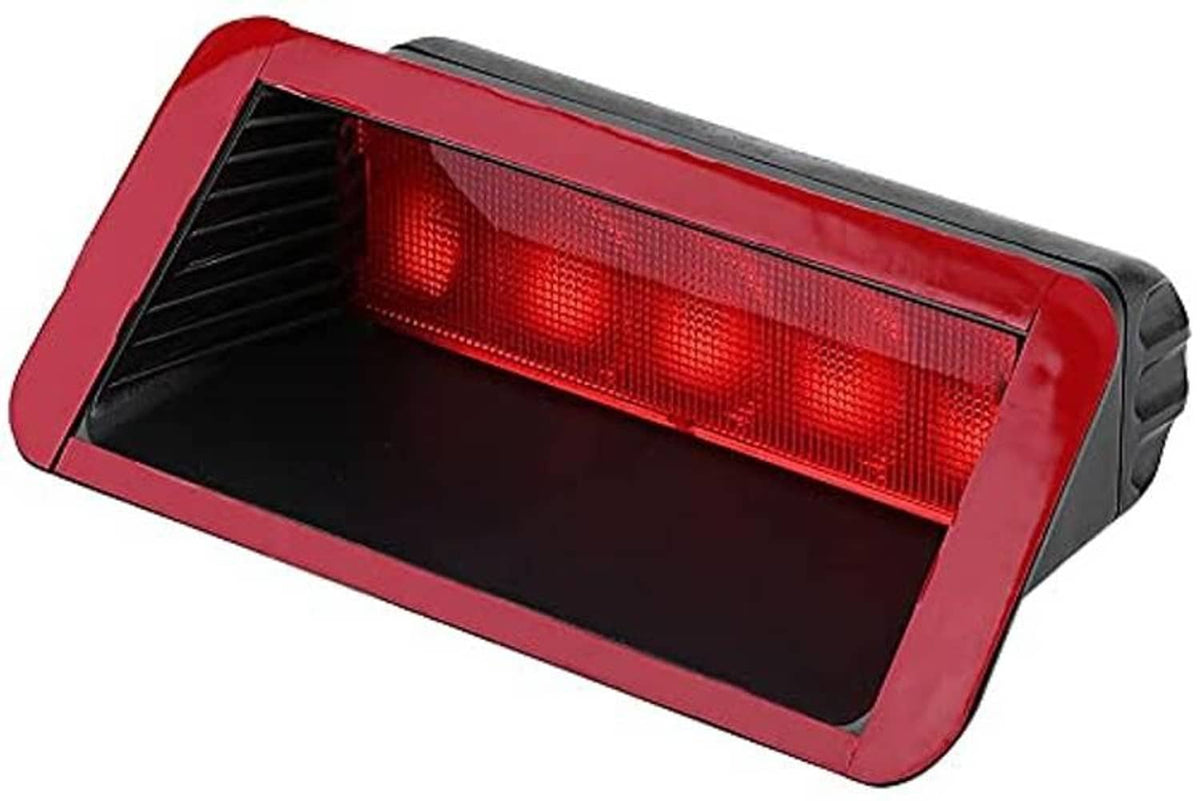 Universal third brake light with red lens and black housing, red LEDs illuminated