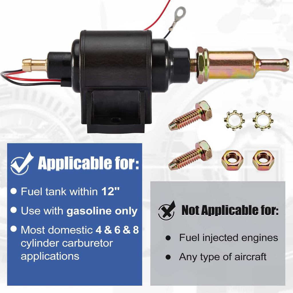 Electric fuel pump kit with black housing and bundled brass connector parts