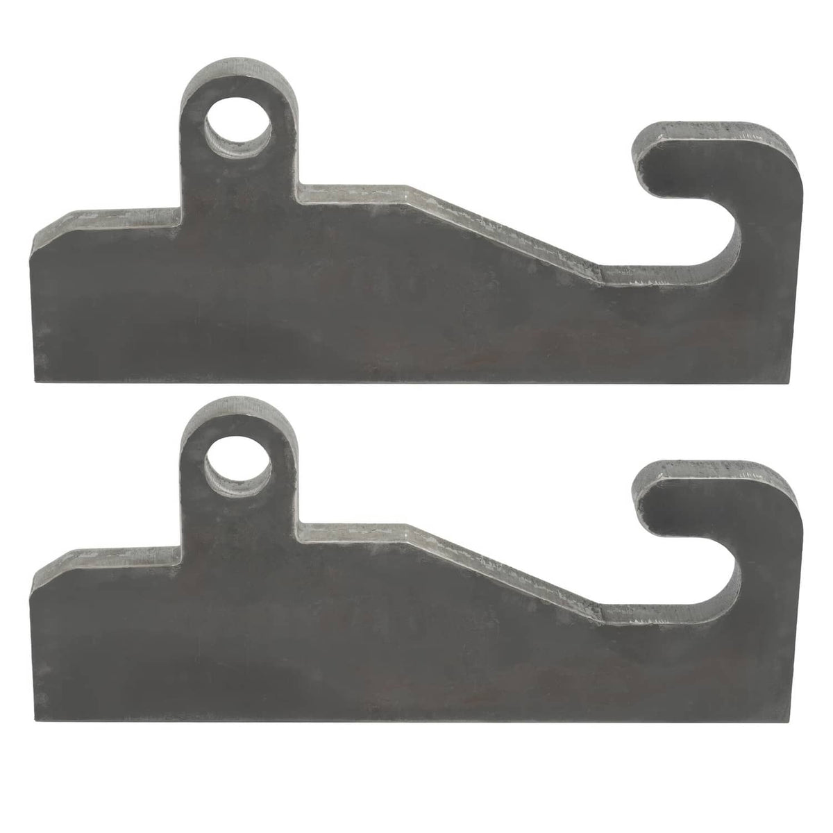 Two-piece steel loader bracket coupler set with wear ears and mounting holes