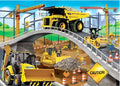 Construction site metal puzzle box with 100-piece vehicle scene for kids
