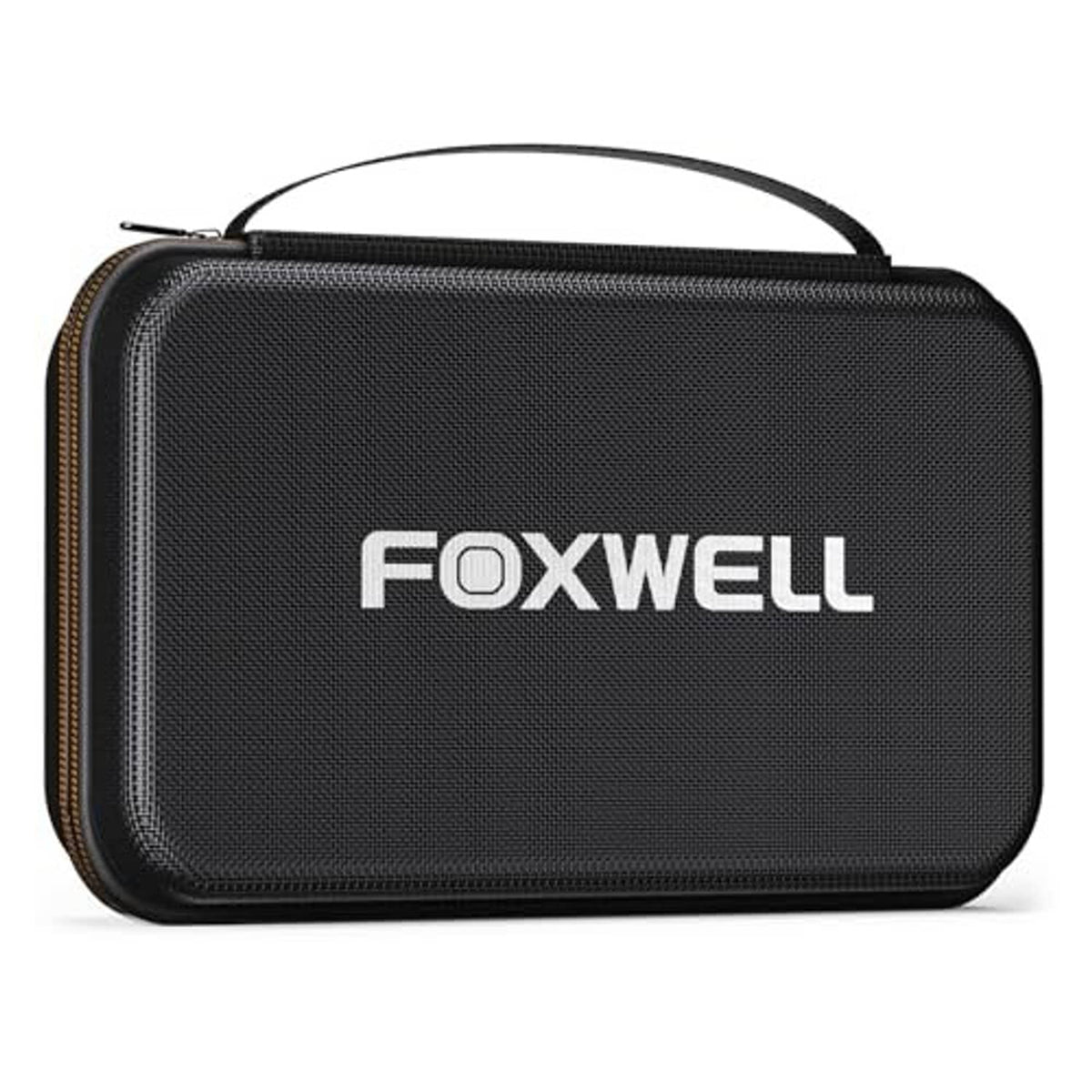FOXWELL hard-shell carrying case, black textured fabric with top handle and centered logo
