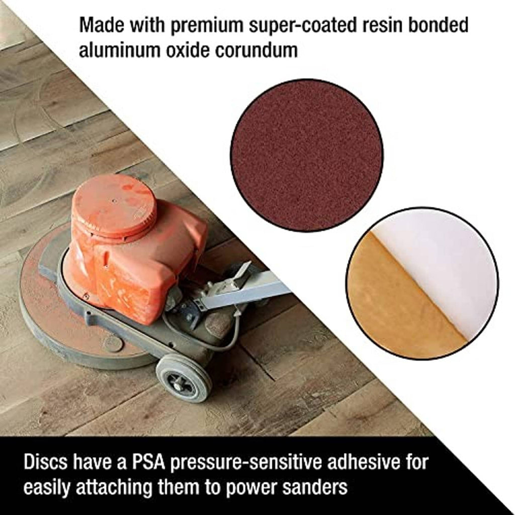Red abrasive sanding disc with gritty surface for power sanders