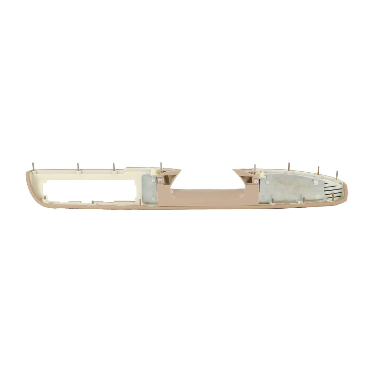 Tan door handle armrest panel cover with cutouts and mounting points