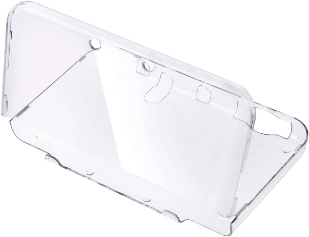 Transparent hard shell case for Nintendo 3DS XL, hinged cover shown from side