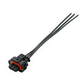 Throttle sensor connector wiring harness with black plug, orange seal, and two black wires