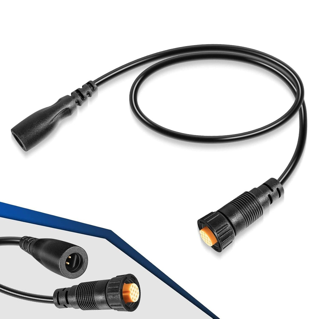 Black sounder adapter cable with 4-pin and 12-pin connectors