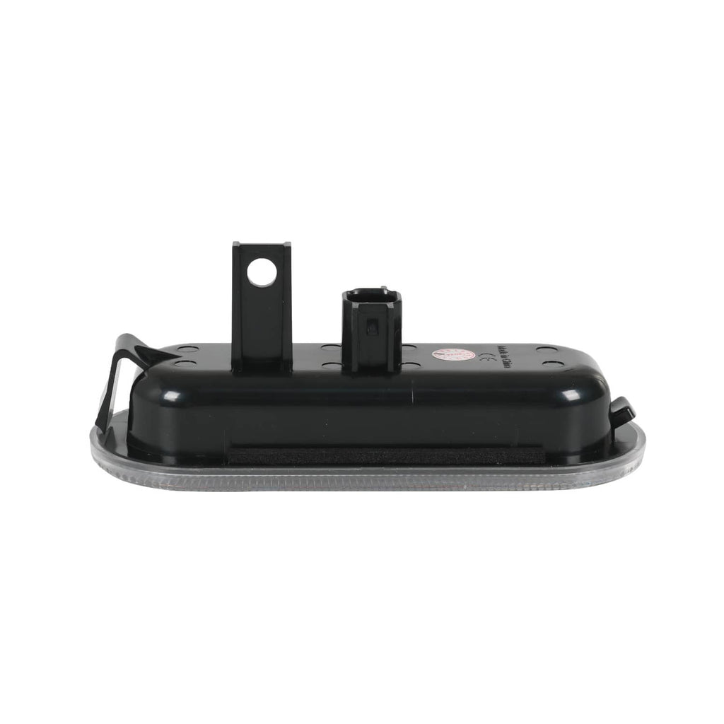 Black LED bed light module with mounting bracket and raised oval lens