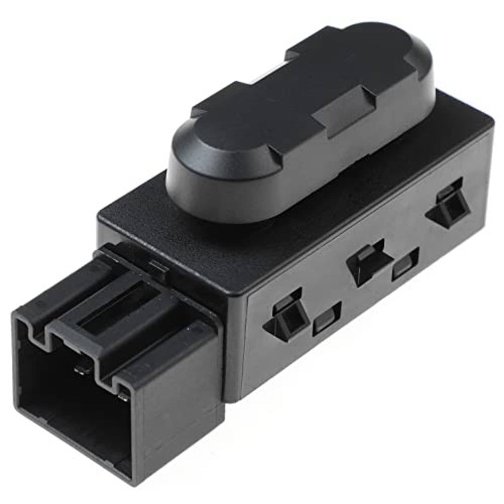 Black power seat switch assembly with oval rocker and front connector openings