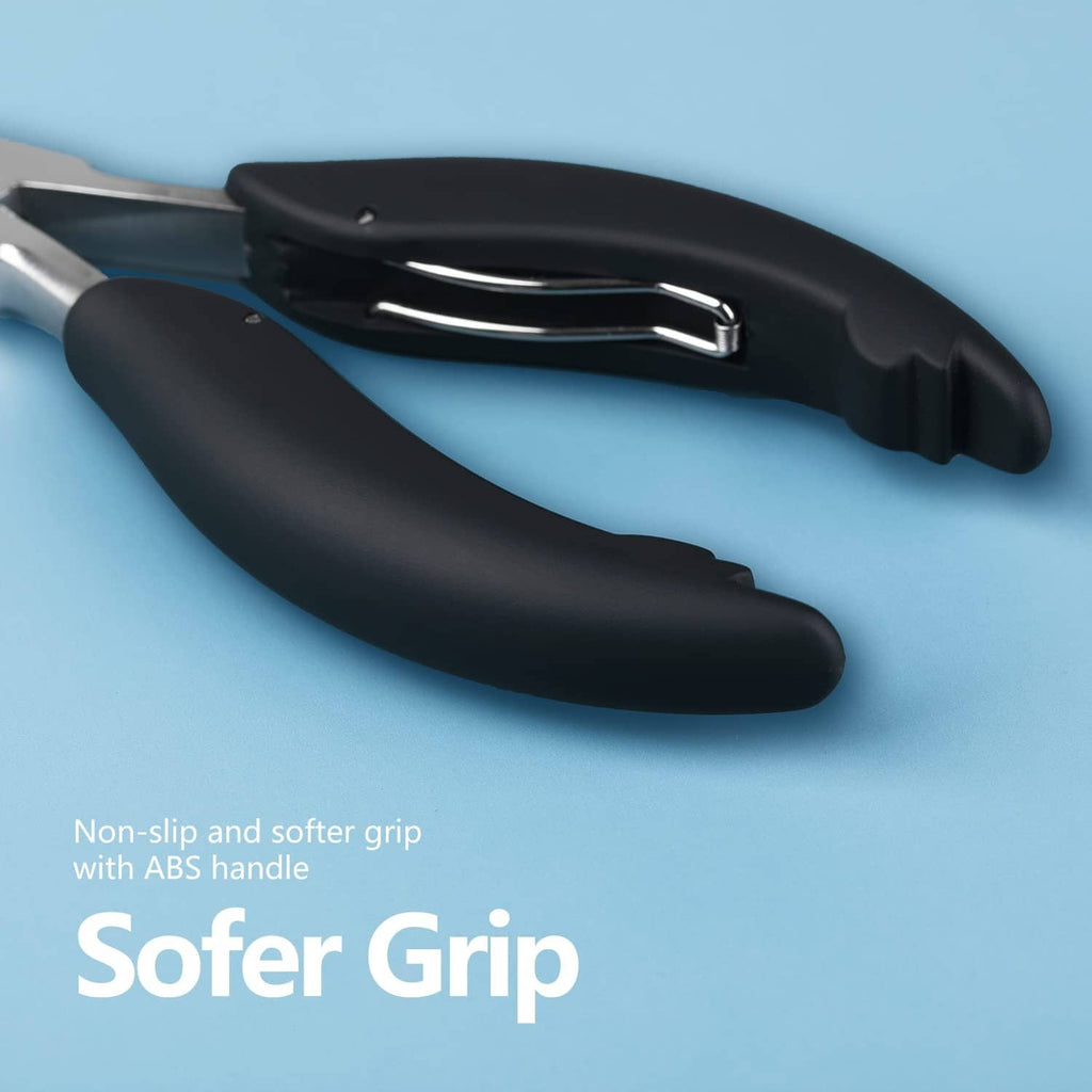 Non-slip toe nail clipper pliers with ABS grip, black handles and stainless blades